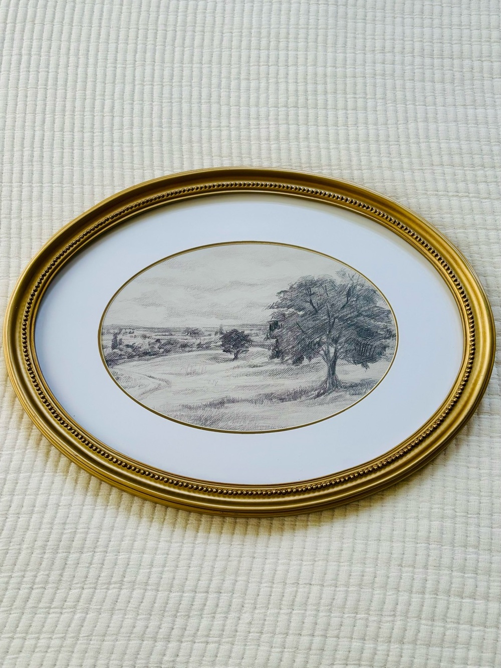 Hearth & Hand with Magnolia Horizontal Oval Landscape Sketch Framed Wall Art